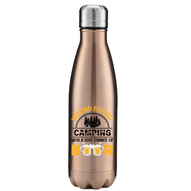 Weekend Forecast, Camping with 100% Beer Stainless Steel Water Bottle